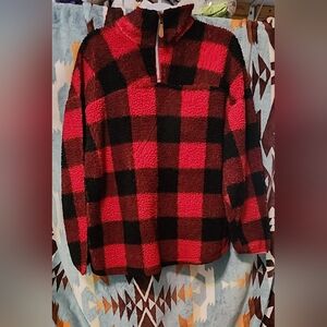 Plaid Red and Black Women's Jacket